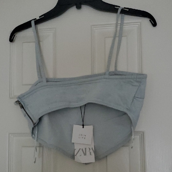 Zara Light Blue Strapless Top - Picture 4 of 4
